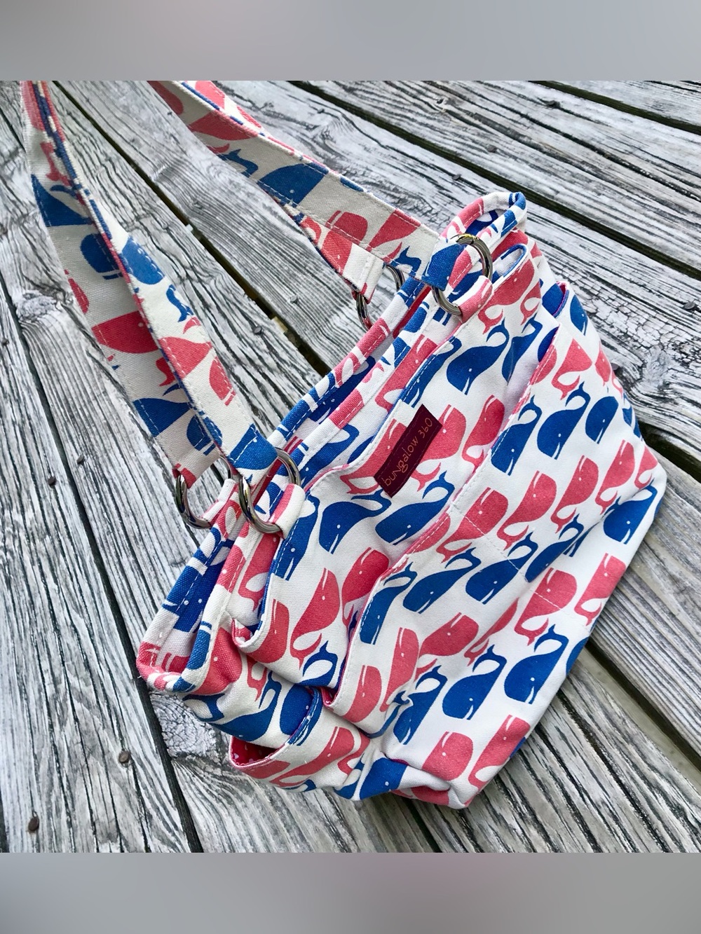 NEW Ladies BUNGALOW 360 Whale Pattern Canvas Handbag Shoulder Bag Purse